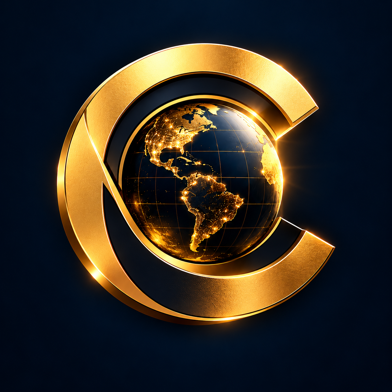 Capital Unpacked gold C emblem surrounding a dark globe
